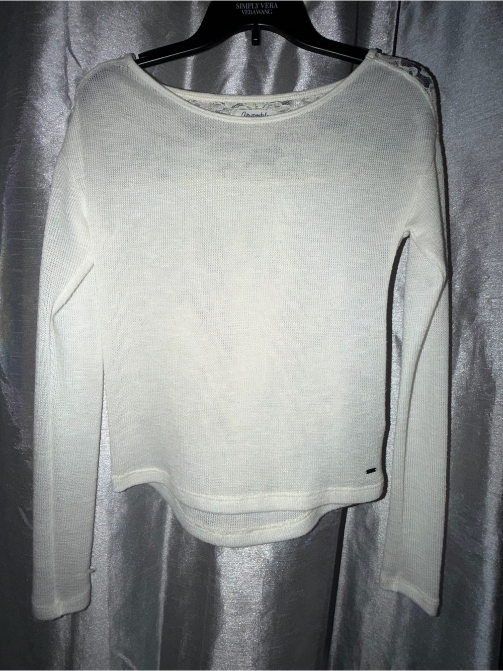 Aeropostale White Long-Sleeve Knit Boatneck Top